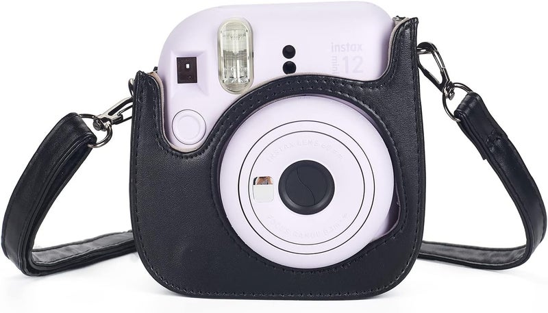 Phetium Instant mini 12 Camera Protective Case Compatible with Instax Mini 12 11,PU Leather Bag with Pocket and Adjustable Shoulder Strap (Black) - Image 4